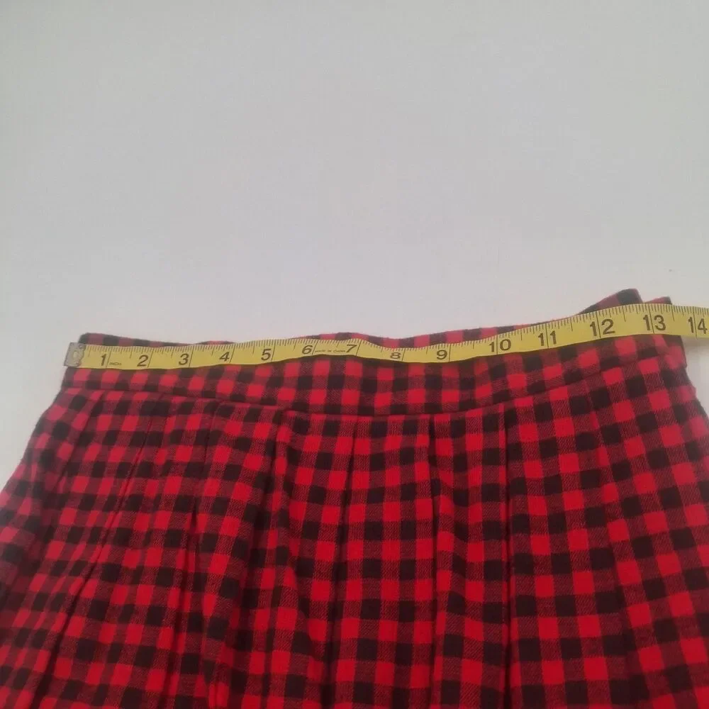 Vintage David Brooks Flannel Skirt Women Size 10 Red & Black Tartan Mixed Print